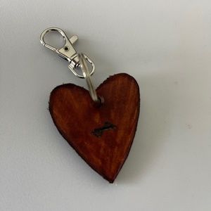 Hypoluxo Brown Leather Heart Keychain